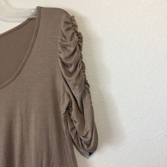Perseption Petite Taupe Beaded Embellished Top - Picture 2 of 6